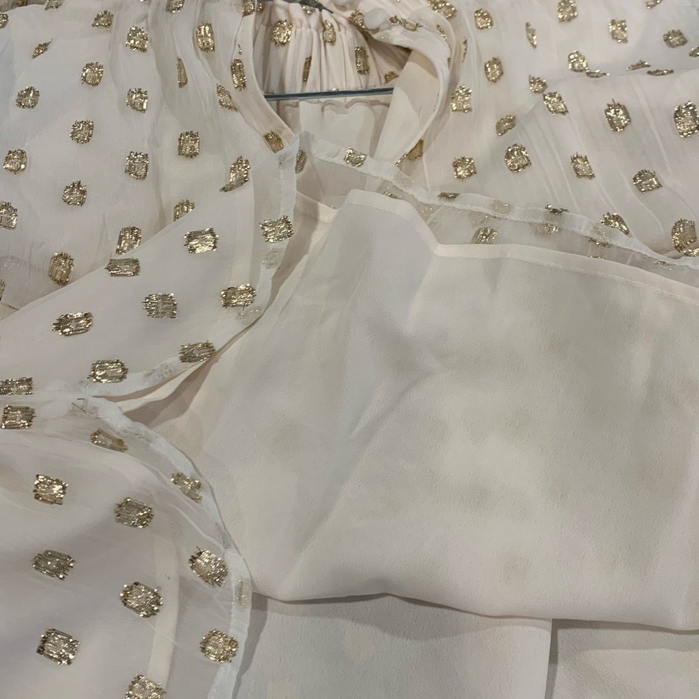 LOFT Cream Ruffled Bib Collar Blouse - Picture 4 of 10
